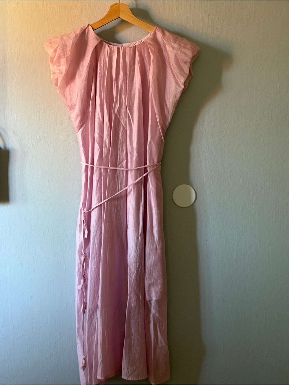 Light Pink Women's Maxi Dress with Tie Waist